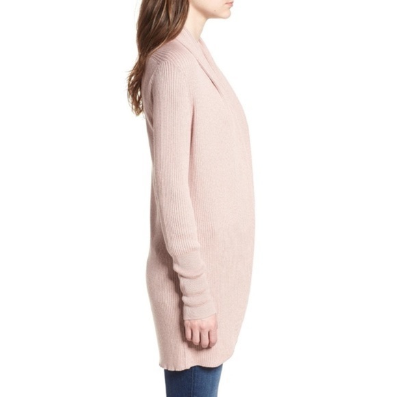 Leith Ribbed Shawl Cocoon Open Front Cardigan Sweater in Dusty Rose Pink, XS‎ - Picture 9 of 12